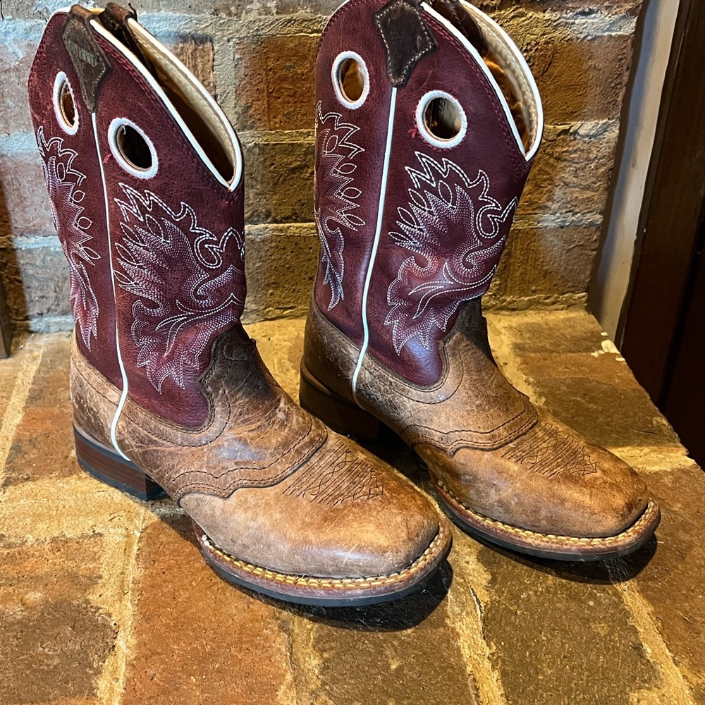 Shyanne Brown and Burgundy Leather Boots